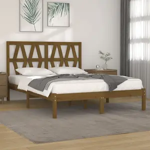 Berkfield Bed Frame Honey Brown Solid Wood Pine 200x200 cm