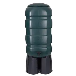 100L Traditional Garden Water Butt Set With Stand, Diverter Tap & Hose Kit