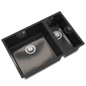 Liquida CM670GB 1.5 Bowl Comite Undermount / Inset Gloss Black Kitchen Sink