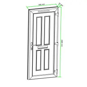 Fortia Chesil Frosted Glazed Anthracite LH External Front Door set, (H)2085mm (W)840mm