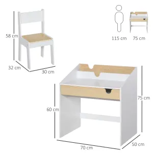 HOMCOM Two-Piece Kids Desk and Chair Set Children Study Table w/ Storage