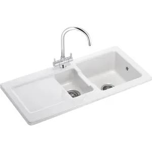 Franke Livorno White Ceramic 1.5 Bowl Kitchen sink 500mm x 1000mm