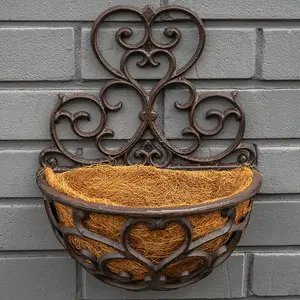 Woodside Cast Iron Wall Mounted Planter with Coco Liner