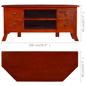 Berkfield TV Cabinet Classical Brown 100x40x45 cm Solid Mahogany Wood