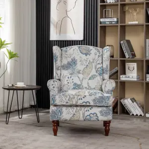 Wingback Armchair, Retro Accent Chair Soft Padded Fabric Lounge Padded Sofa Chair, Retro Vantage Leisure Chair