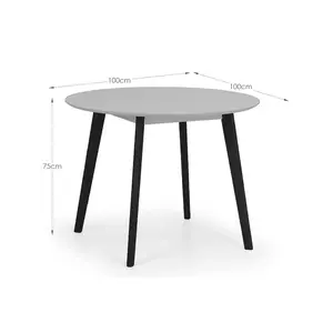 Aramis Round Solid Wood Base Dining Table Light Grey / Black