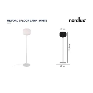 Nordlux Milford Indoor Living Dining Bedroom Floor Lamp In White (Height) 139.4cm