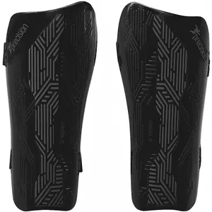 S - Football Shin Pad Guards - BLACK/BLACK - High Impact Wrap Around Leg Cover