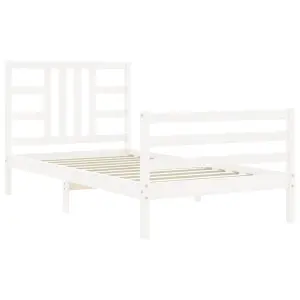 Berkfield Bed Frame with Headboard White 100x200 cm Solid Wood