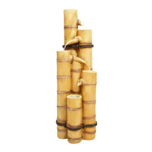 Primrose Ginko 5-Tier Bamboo Garden Water Feature for Indoor & Outdoor Use H88cm