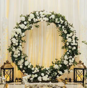 Wedding Moongate - White & 2 x Weeping Willow Tree 180cm Warm White