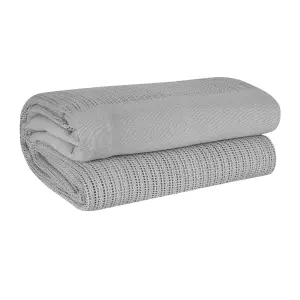 EHC 100% Cotton Soft Hand Woven Lightweight Adult Cellular Blanket, King Size, 230 x 250cm - Smoke