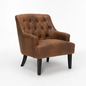 Faux Leather Suede Brown Lydia Accent Chair