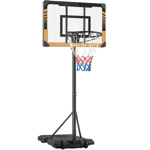 Yaheetech Brown Portable Basketball System with Adjustable Height Pole and Wheels 82cmL x 57cmW