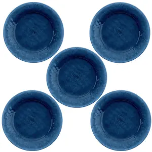 Purely Home Potters Reactive Glaze Indigo Melamine Dinner Plates - Set of 5