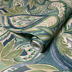 Holden Delamere Paisley Leaves Wallpaper Blue 13441