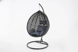 Black Onyx hanging egg chair with rain cover