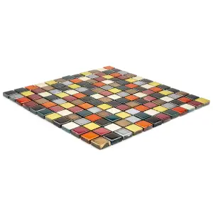 Fiesta Multicolour Gloss Handmade effect Glass 3x3 Mosaic tile, (L)300mm (W)300mm