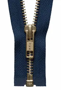 BRASS O/END ZIP 30CM - Brass Metal Open End Zip: 30cm: Navy - YKK