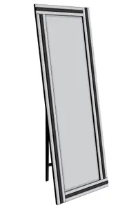 MirrorOutlet Dalton Black Triple Bevel Free Standing Cheval Dress Mirror 5ft7 x 1ft11, 170cm x 58cm