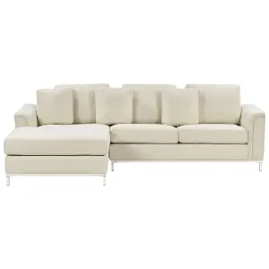 Right-Hand Corner Sofa OSLO Beige Fabric Right Hand