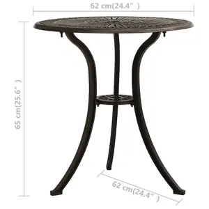 Berkfield Garden Table Bronze 62x62x65 cm Cast Aluminium