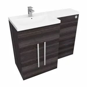 SunDaze 1100mm Charcoal Bathroom Combined Furniture L-Shape Vanity Unit Left Handed Basin Sink