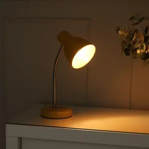 ValueLights Keela Mustard Adjustable Flexi Neck Desk Lamp Task Reading Light for Living Room office - LED Bulb Included