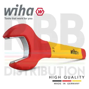 Wiha Spanner Wrench 27mm VDE Electricians Single Insulated Open End 43042