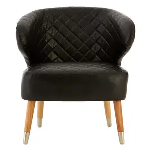 Interiors By Premier Elegant Design Black Faux Leather Wingback Armchair, Mid Century Comfortable Armchair For Livingroom