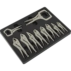 10 Piece Locking Pliers C-Clamp Set - Deep Cut Jaws - Chrome Vanadium Steel