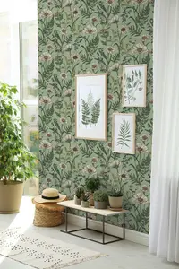 Fine Decor Wild Meadow Sage Wallpaper FD43337