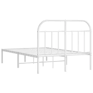 Berkfield Metal Bed Frame with Headboard White 120x190 cm