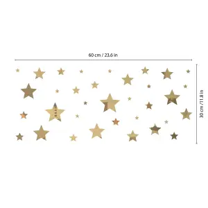 Walplus Gold Stars Mirror Art - 68pcs