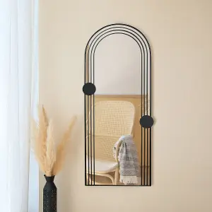 Warsaw Arch Mirror Black Weather Resistant Wall Mount