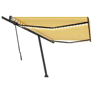 Berkfield Manual Retractable Awning with LED 500x300 cm Yellow and White