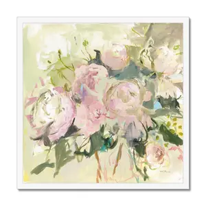 Peonies With Sage by Marilyn Hageman - Painting White Framed Paper Print / 51cm H x 51cm W