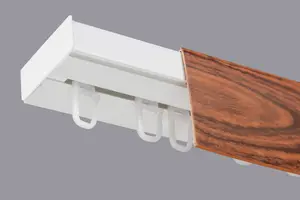 Single Curtain Ceiling Rail Track PCV 150 cm (L) HOOKS + CHERRY COVER