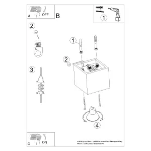 Quad Aluminium White 1 Light Classic Ceiling Light