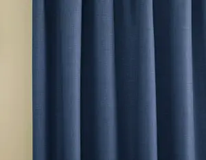 Enhanced Living 100% Blackout Thermal Navy Linen Look Tape Top Curtains   Pair 66 x 90 inch (168x229cm)