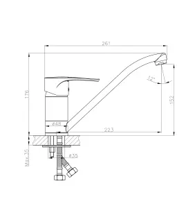 Cooke & Lewis Arya Silver Chrome effect Kitchen Top lever Tap