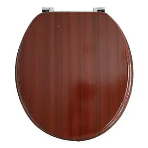 18" Durable Wooden MDF Toilet Seat - With Fittings Included - Durable With Added Comfort - Easy To Fit