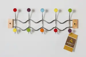 Deluxe Wall-Mounted Hook/Coat Hanger-10 Hooks.Multi-Color Ceramic Balls