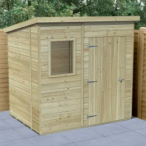 Forest Garden Timberdale 7x5 ft Pent Wooden Shed with floor (Base included) - Assembly service included