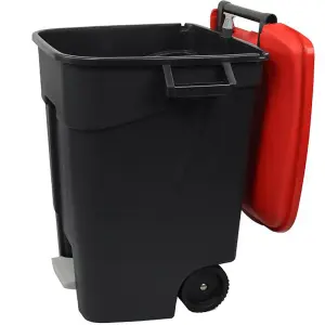 120 Litre Wheelie Bin with Foot Pedal - Black Lid