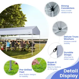 Costway 3 x 6 m Pop-Up Canopy Party Tent Sidewalls Portable Garage Car Shelter Wheeled