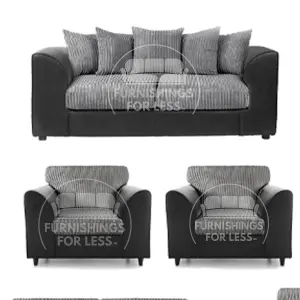 Luxor Jumbo Cord 3 + 1 + 1 Fabric 3 Piece Sofa Suite - Scatter Back Black and Grey