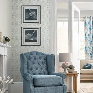 Laura Ashley White & Blue Kate Smooth Wallpaper