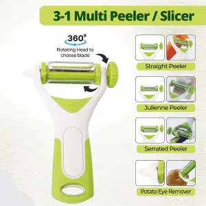 MantraRaj 3 in 1 Multi-Functional Peeler Multi Vegetable Straight Serrated Julienne Peeler for Vegetable and Fruit