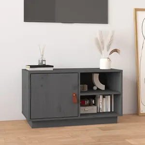 vidaXL TV Cabinet Grey 70x34x40 cm Solid Wood Pine